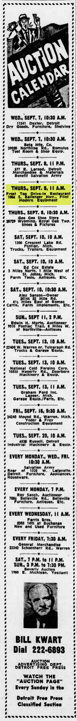 Frostop Root Beer - Sept 4 1966 Flint Location Auctioned Off